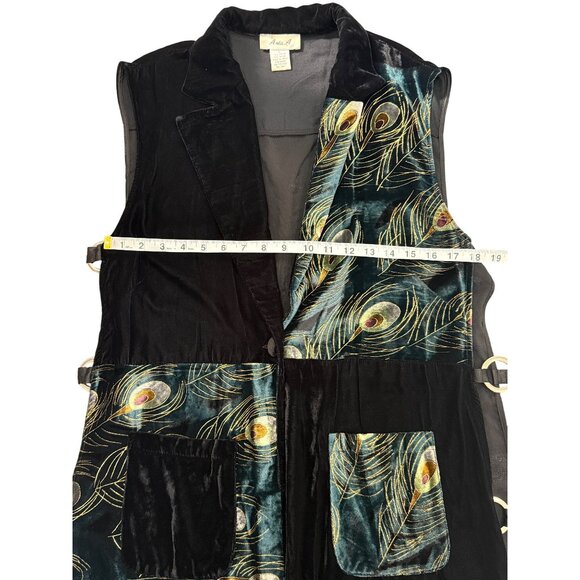 Ania A Vest Peacock Sleeveless Duster Boho Artys  Y2K Vintage 90s Kimono Size L - Picture 5 of 7